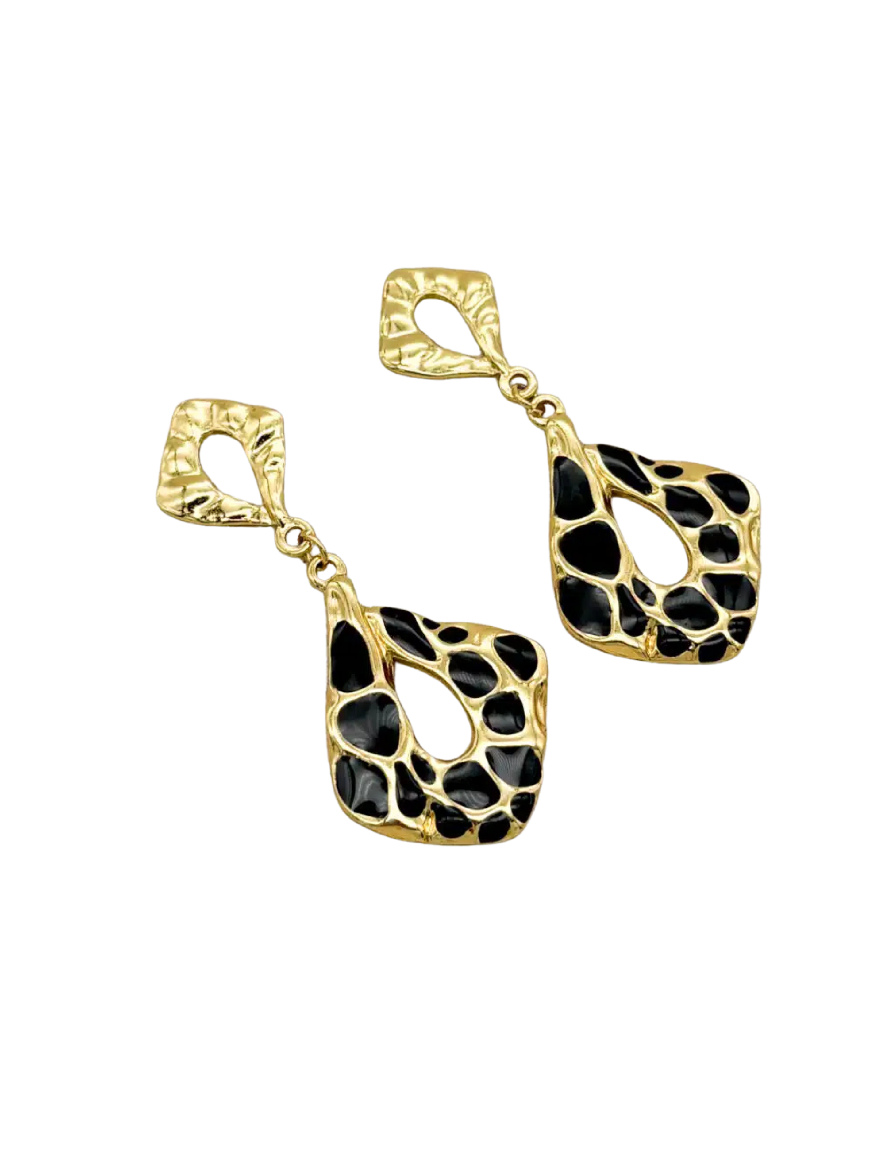 Gold Noir Drop Earrings