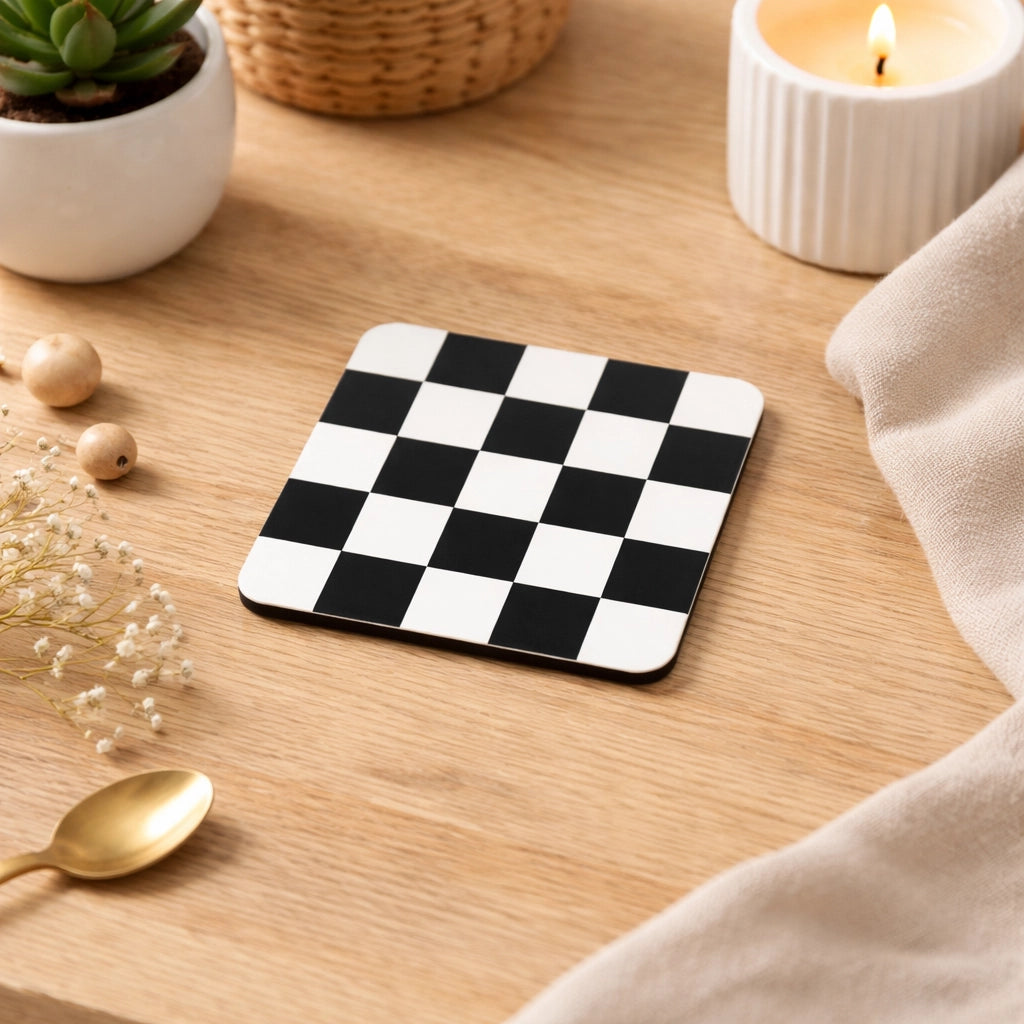 Black & White Checkerboard Coaster