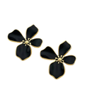 Gold Black Blossom Earrings