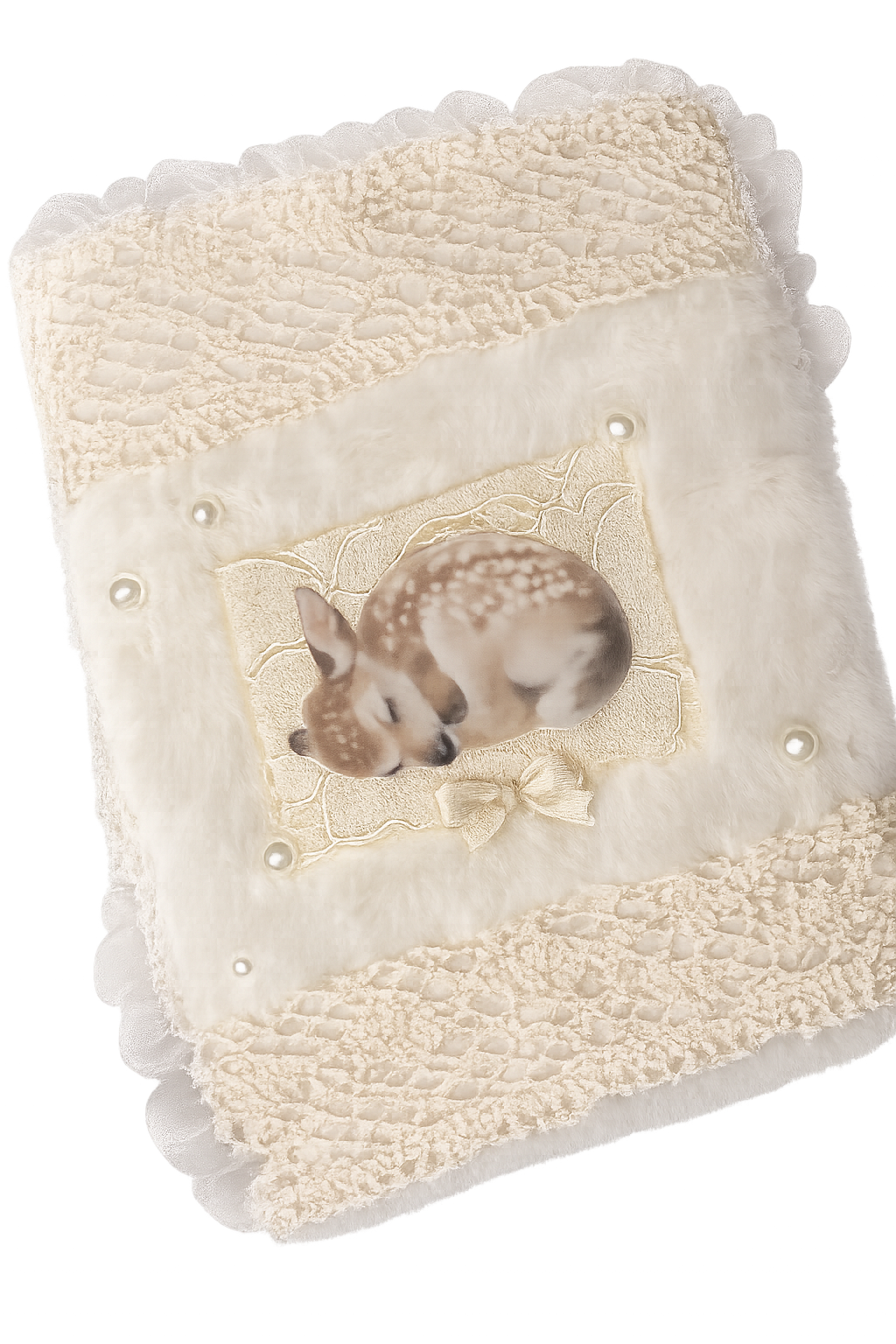 Sleeping Fawn A5 Lined Journal | Faux Fur & Lace