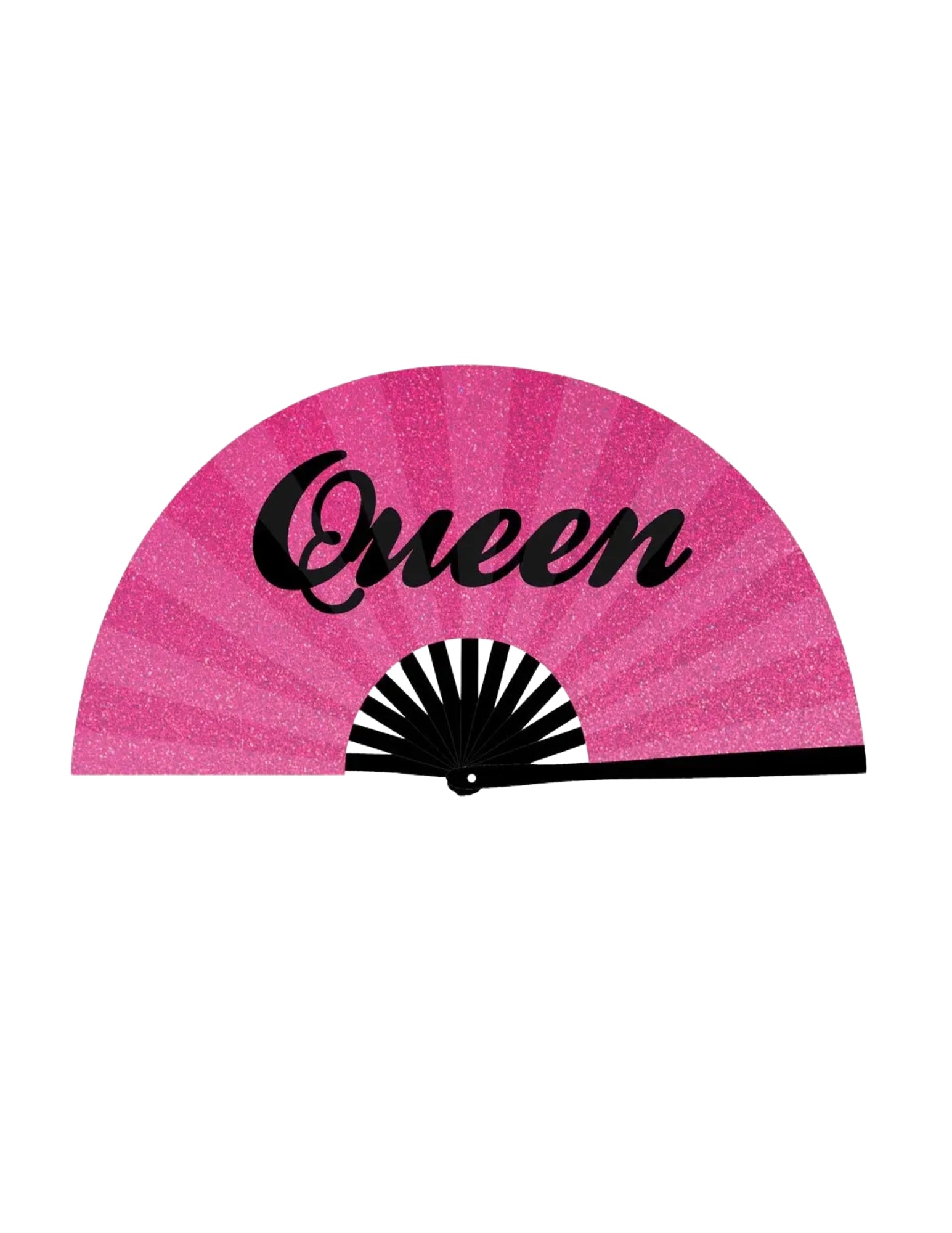 Queen Glitter Script 33cm Fan